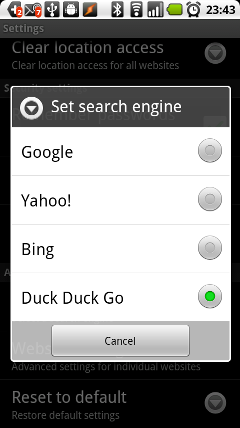 duckduckgo android search bar